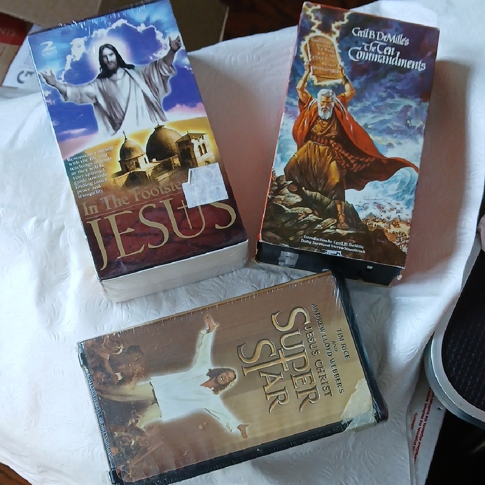 Religious VHS Tape Lot - 'Jesus' 'The Ten Commandments' 'Jesus Superstar'